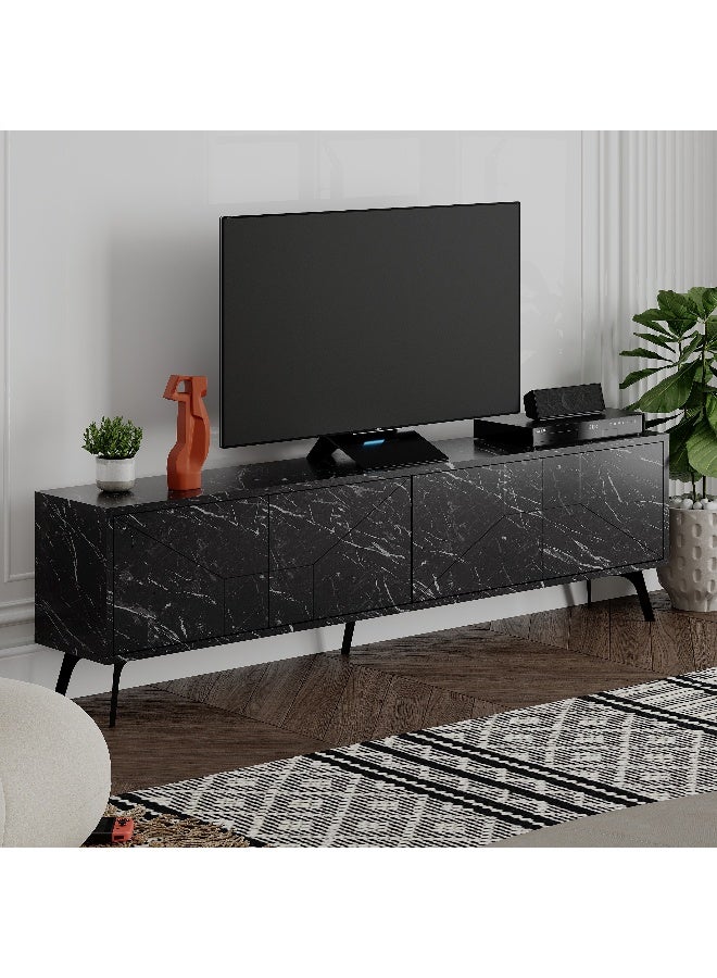 موراه هوم Dune TV Stand up to 70 Inches TVs | Modern TV Cabinet 4-Door | Modern TV Units for Living Room | Storage Cabinet | 180x29.6x50 CM (Black Marble) - Image 2