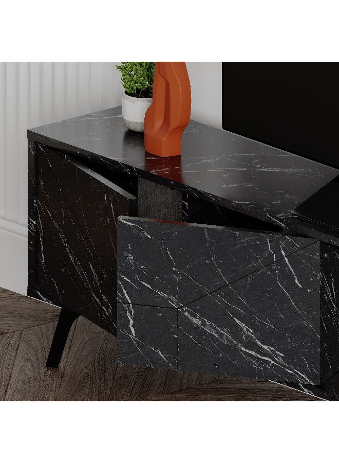 موراه هوم Dune TV Stand up to 70 Inches TVs | Modern TV Cabinet 4-Door | Modern TV Units for Living Room | Storage Cabinet | 180x29.6x50 CM (Black Marble) - Image 4