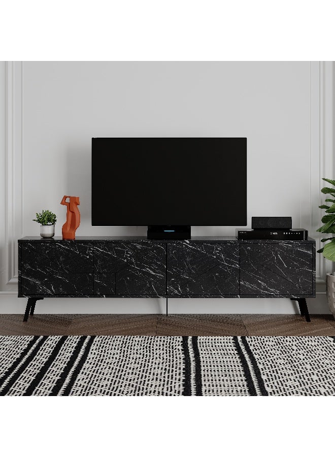 موراه هوم Dune TV Stand up to 70 Inches TVs | Modern TV Cabinet 4-Door | Modern TV Units for Living Room | Storage Cabinet | 180x29.6x50 CM (Black Marble) - Image 1