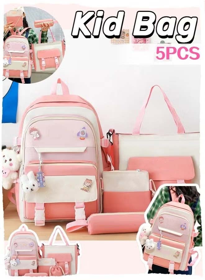 5 Piece School Bag Fashion Women's New Oxford Cloth School Bag Student School Bag  - Image 1