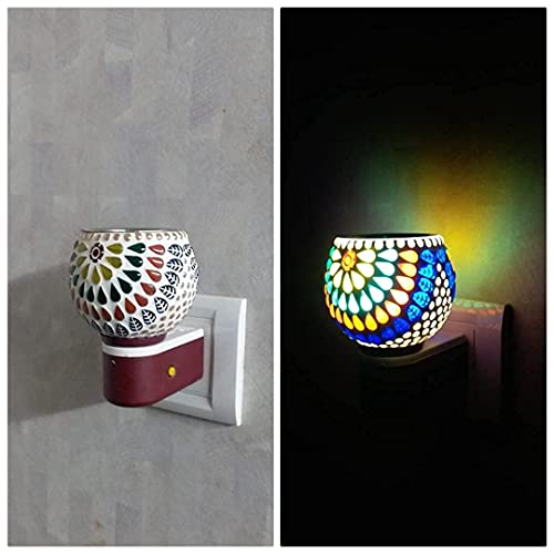 DS Enterprise Kapur Dani Electrical Camphor Diffuser. Glass Kapoor Dani & Essential Oil Diffuser with On Off Switch to Toggle Between Burner & Lamp (449) - Image 3