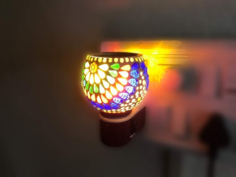 DS Enterprise Kapur Dani Electrical Camphor Diffuser. Glass Kapoor Dani & Essential Oil Diffuser with On Off Switch to Toggle Between Burner & Lamp (449) - Image 2