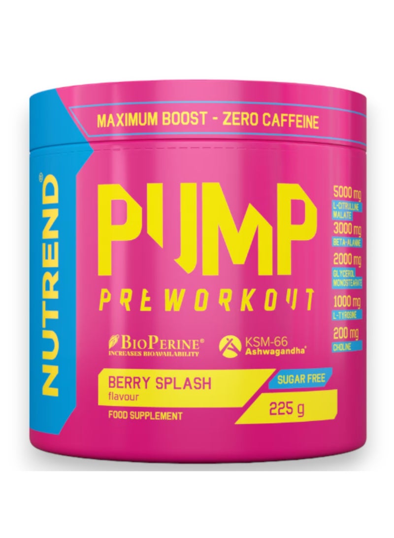 Pump Pre Workout, Berry Splash Flavour, 225g