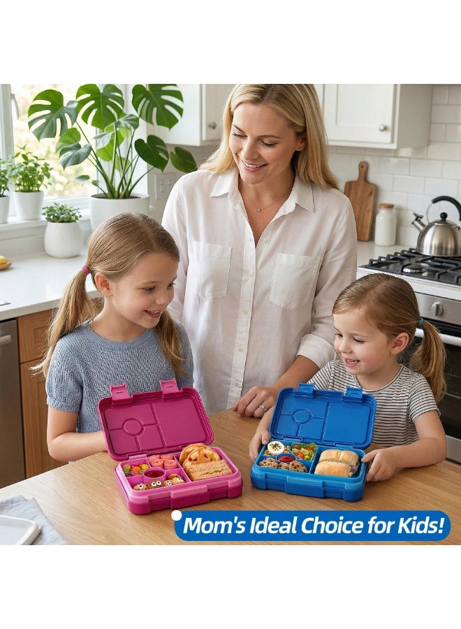 Kids Bento Lunch Box 810ml, 6-Compartment Food Container, BPA-Free PP, Microwave Dishwasher Safe Tray for School Snacks, Blue - Image 2