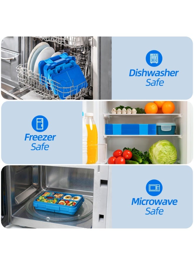 Kids Bento Lunch Box 810ml, 6-Compartment Food Container, BPA-Free PP, Microwave Dishwasher Safe Tray for School Snacks, Blue - Image 4