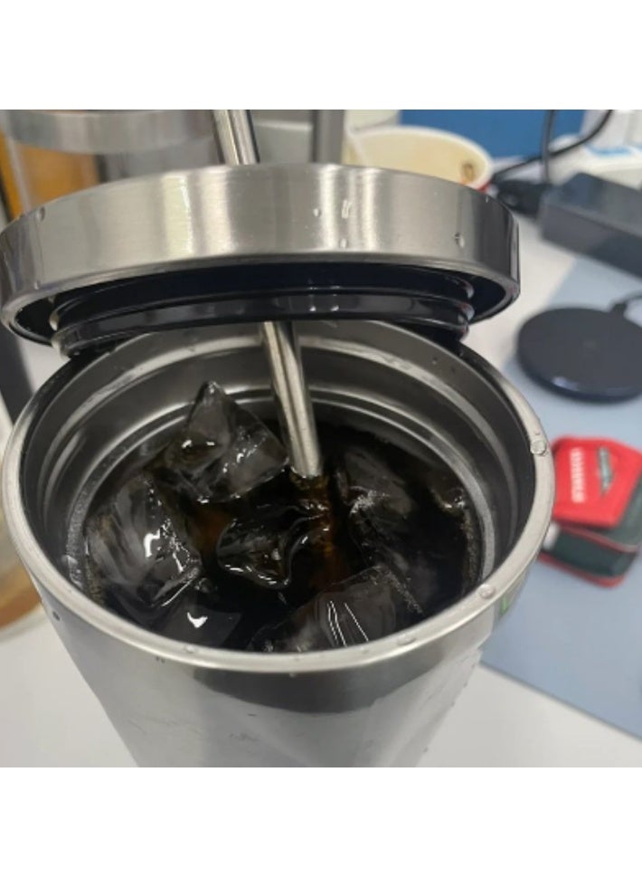 Tesla تسلا - كوب ستانلس ستيل مزخرف بتصميم أنيق، مع علبة هدايا متطابقة وقشة للترطيب الأنيق - Image 3