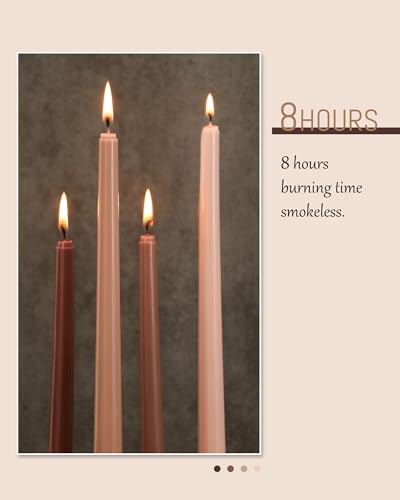 Viyffo Brown Taper Candles 4 Pack Unscented 12 Inch Tapered Candle Sticks 8 Hours Burn Time Smokeless, Household, Wedding, Party, and Home Décor Candlesticks - Image 2