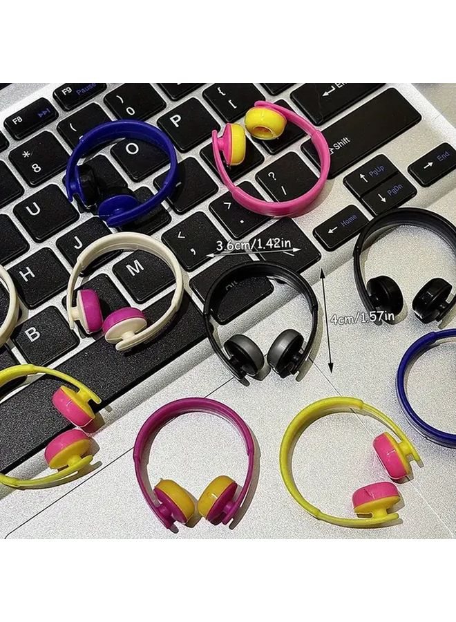 Realistic Mini Earphones Decorative Ornaments Handmade Plastic Dollhouse Accessories Pink Accents Computer Room Decor Set Of 6 Pcs - Image 1