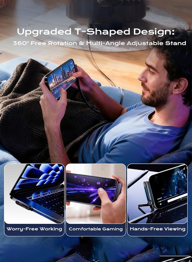 DAEVO Sideways Phone Charger, 2-in-1 Invisible Holder Charger Cable, 240w Fast Charging Cord with Built-in Phone Stand for Smartphones Tablets (A-C,1pcs) - Image 5