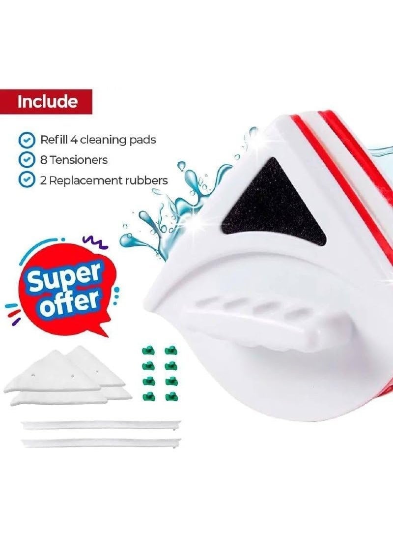 ممساحة زجاج مغناطيسية – تنظيف جانبي الزجاج في نفس الوقت | تصميم عملي بخامة قوية لسهولة التنظيف Dk - Image 2