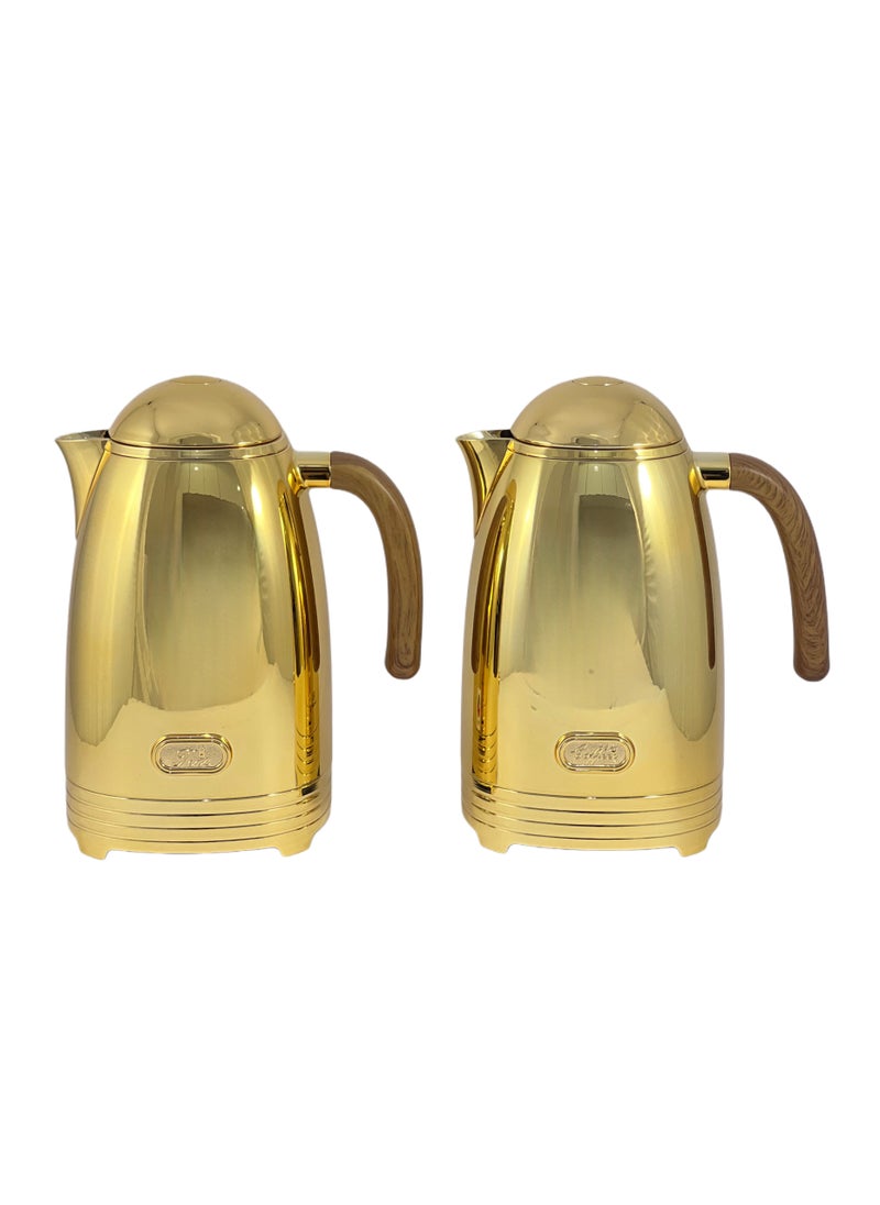 Flask 1/1L 2 Pieces Stainless Steel Flask Set – Premium Flasks for Hot and Cold Beverages | Durable and Insulated Design