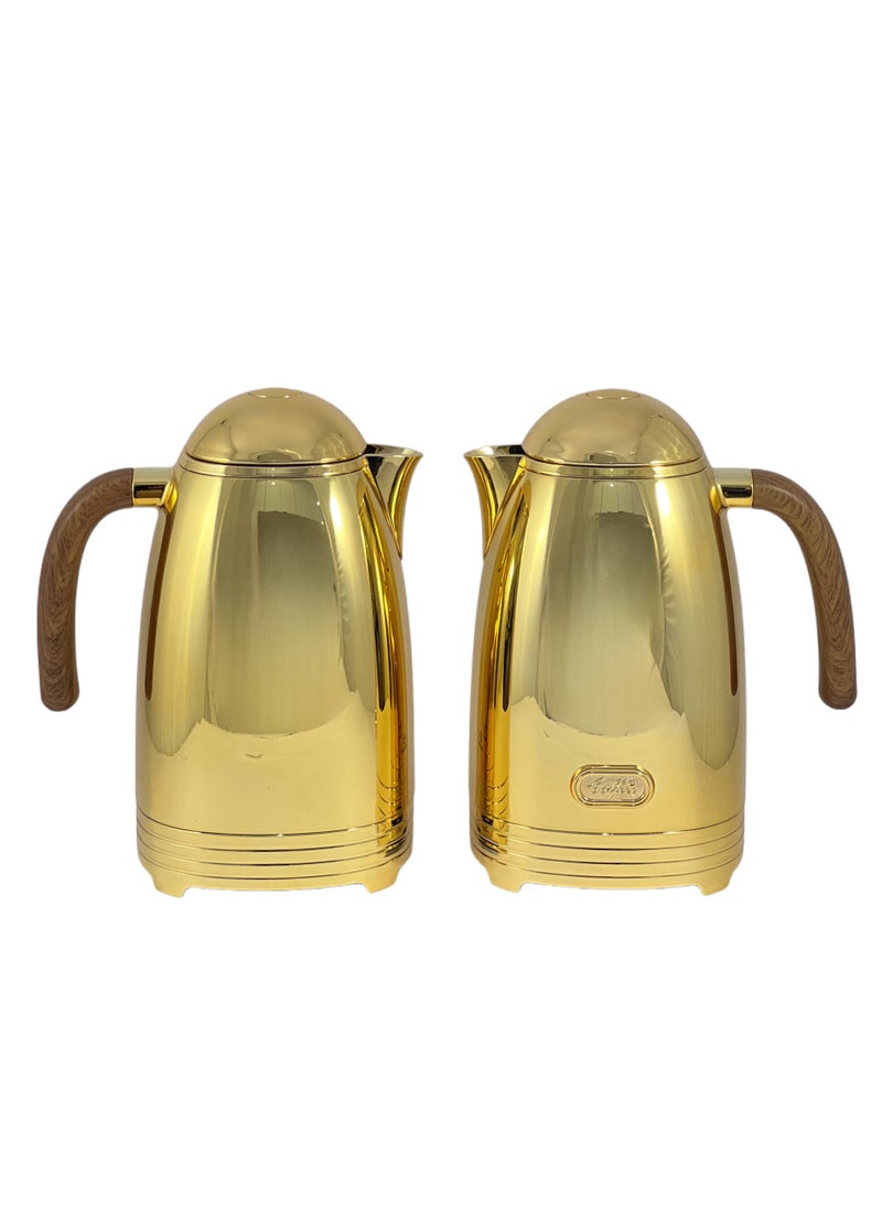 Flask 1/1L 2 Pieces Stainless Steel Flask Set – Premium Flasks for Hot and Cold Beverages | Durable and Insulated Design