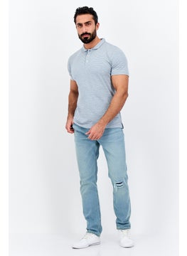 Project Essentials Men Regular Fit Stripe Short Sleeve Polo Shirt, Grey  - Image 4