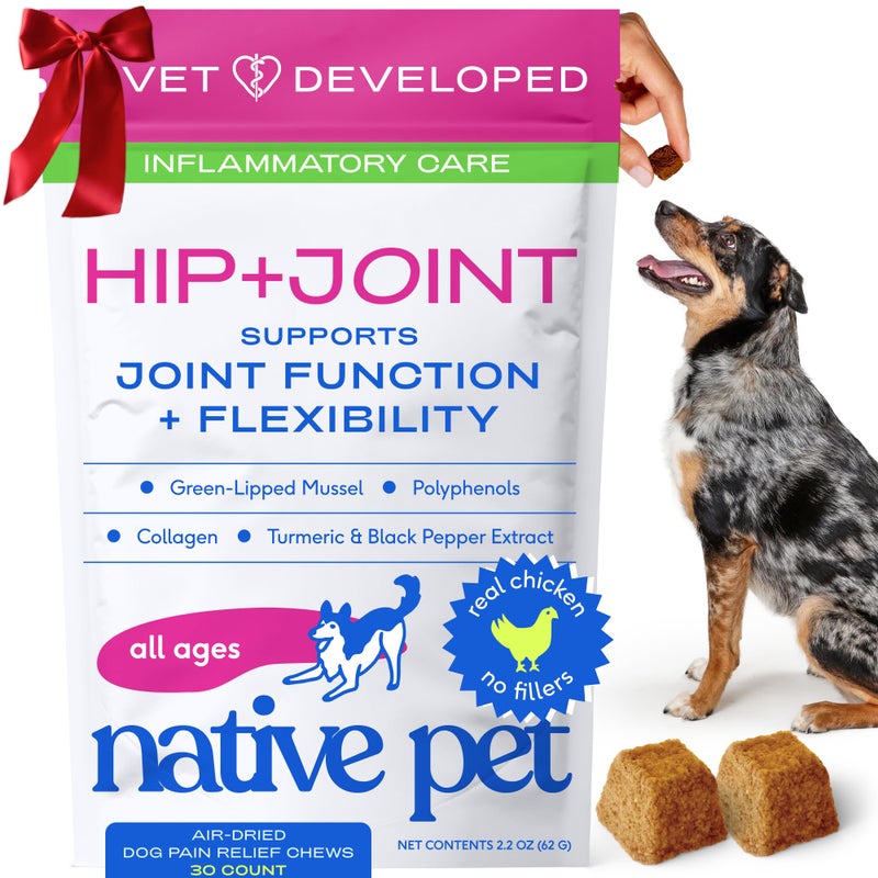 Native Pet Pain Relief for Dogs - Collagen for Dogs Promotes Joint Health, Reduce Inflammation & Stiffness - Senior Pup Joint Supplement - Natural Pain Reliever for Active & Aging Pets - 30 Chews - Image 1