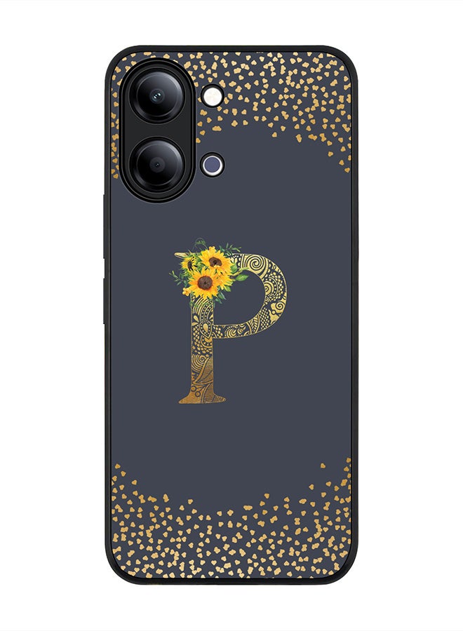 Stylizedd For vivo Y21 / Y11 Case,Slim fit Camera Protection, Shockproof Thin Phone cover  - Custom Floral Monogram - P  (Grey ) - Image 1