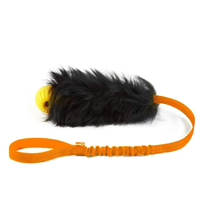 HOWGO Dog Rope ToyDog Bungee Chaser Toy 100 SheepskinSheep Smell Tug Toy for All Breeds Orange with Rubber Ball - Image 2