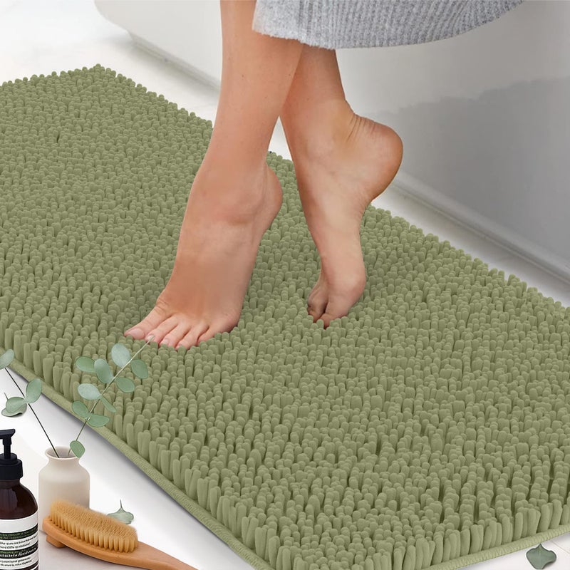 ITSOFT Plush Bathroom Rug 59x21, Absorbent Machine Washable Non Slip Bath Mats, Quick Dry Bathmat, Bath Rugs for Bath, Shower, Bedroom, or Door Mat, Sage Green - Image 1