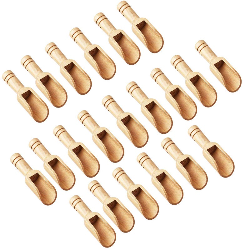 Calary Arroyner 20 PCS Mini Wooden Spoon Mini Bamboo Spoons Small Bath Salt Spoon Small Spice Spoons for Sugar Scrubs, Spices, Bath Salts, Cooking - Image 1