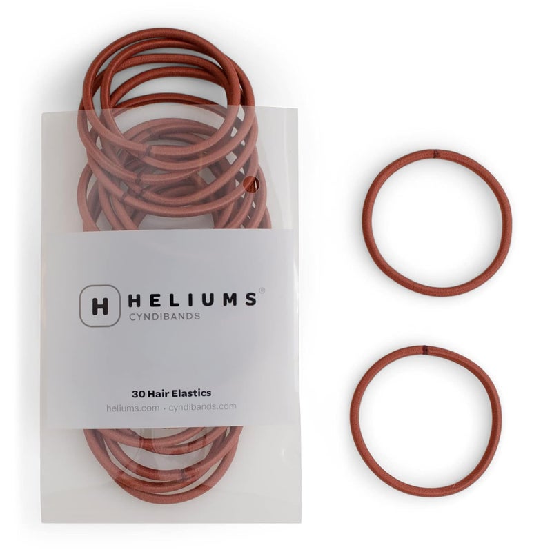 Heliums Large Hair Ties  Auburn  30 Pack 225 Inch Thick Ponytail Holders 4mm Hair Elastics