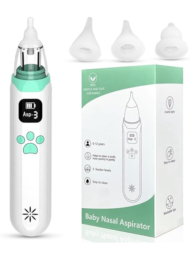 Electric nasal aspirator for babies and children – rechargeable nasal cleaner for infants and children, 3 suction levels, 3 silicone heads, anti-reflux - Image 1