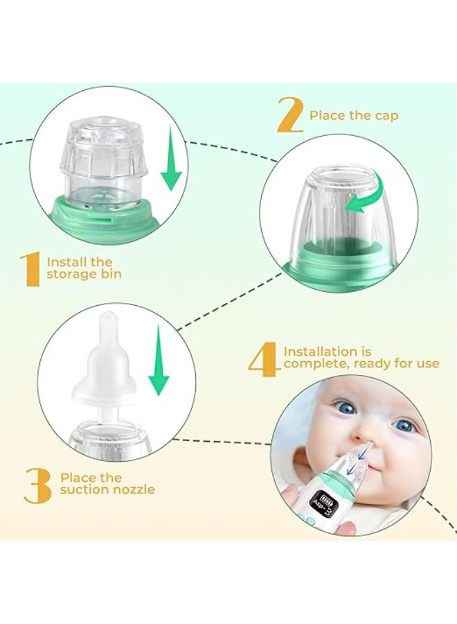 Electric nasal aspirator for babies and children – rechargeable nasal cleaner for infants and children, 3 suction levels, 3 silicone heads, anti-reflux - Image 4