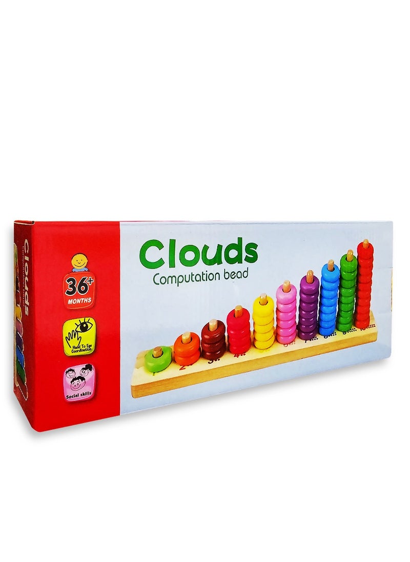 An educational toy for baby and kids with wooden beads to learn numbers and arithmetic, with a design of brightly colored beads, to greatly attract children’s attention to learn and have fun at the same time.