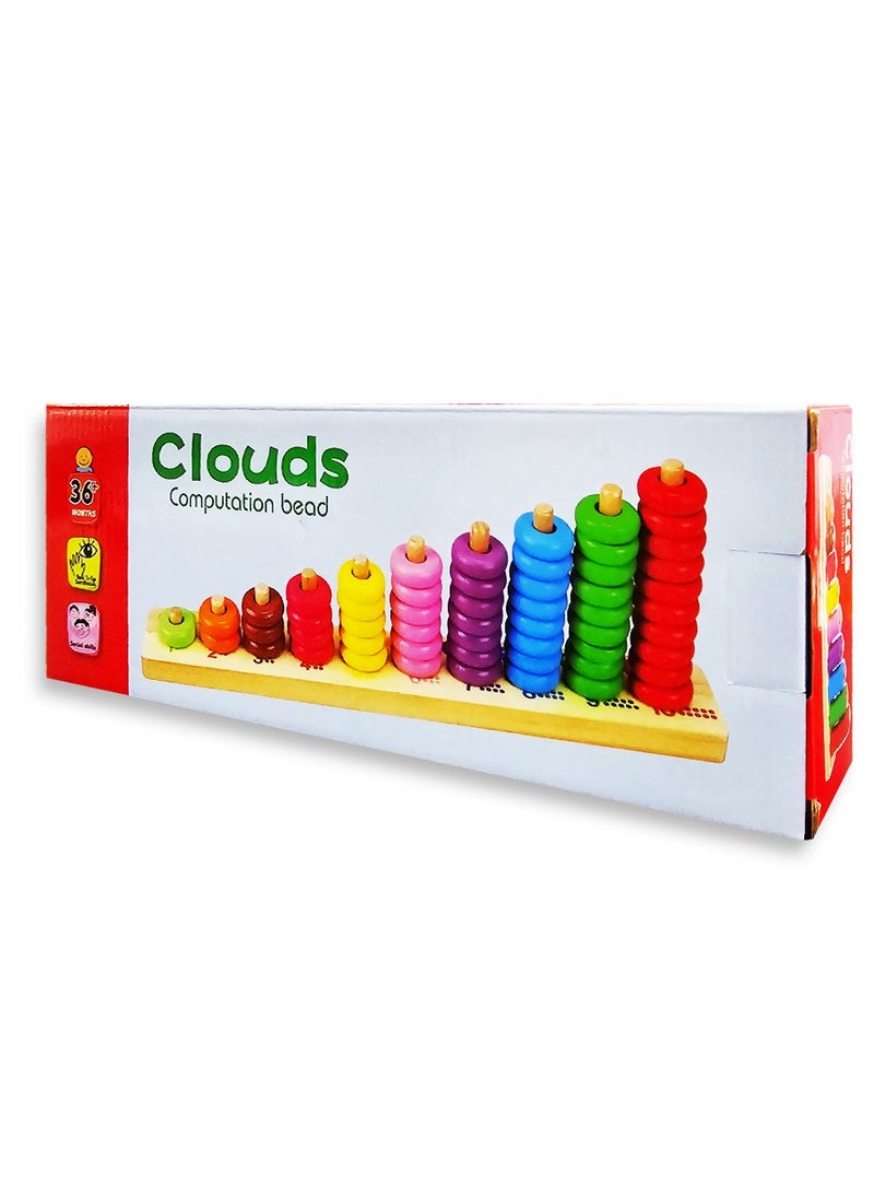An educational toy for baby and kids with wooden beads to learn numbers and arithmetic, with a design of brightly colored beads, to greatly attract children’s attention to learn and have fun at the same time.
