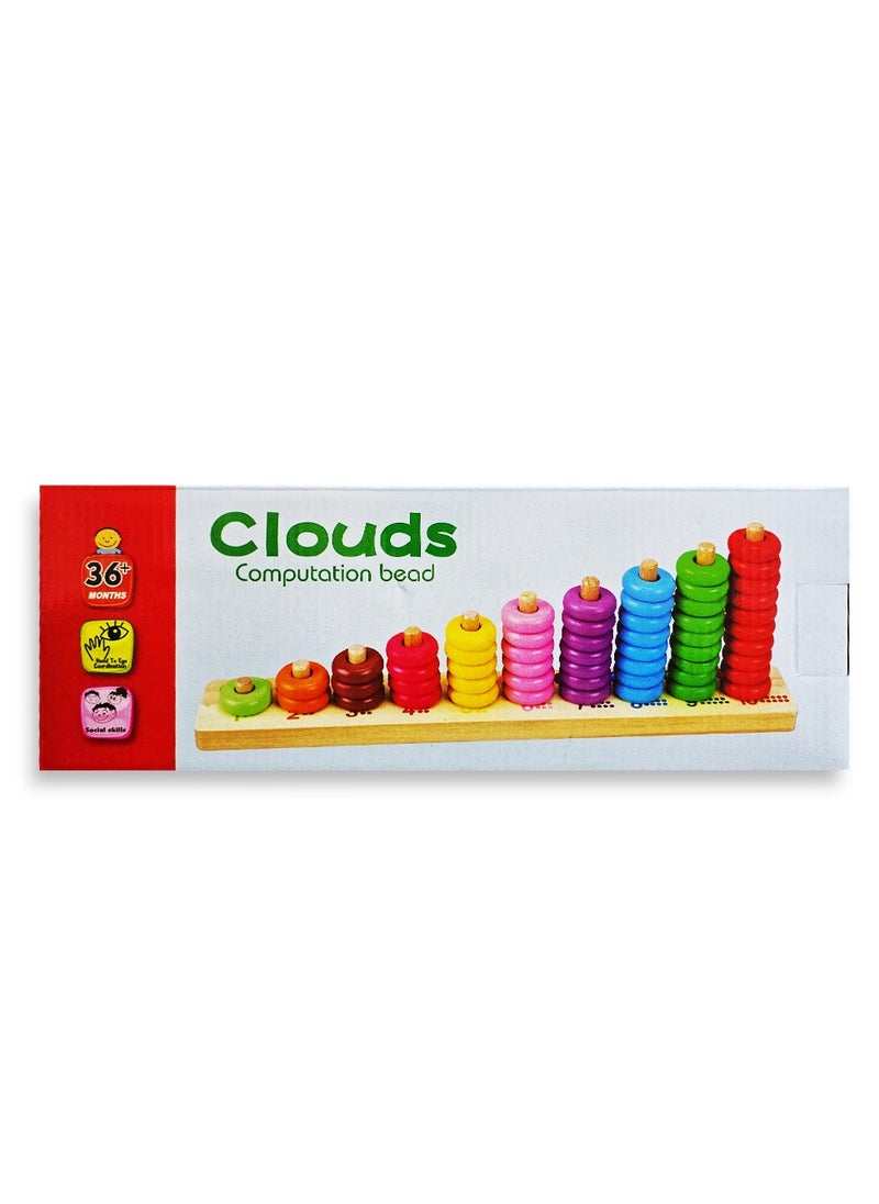 An educational toy for baby and kids with wooden beads to learn numbers and arithmetic, with a design of brightly colored beads, to greatly attract children’s attention to learn and have fun at the same time.