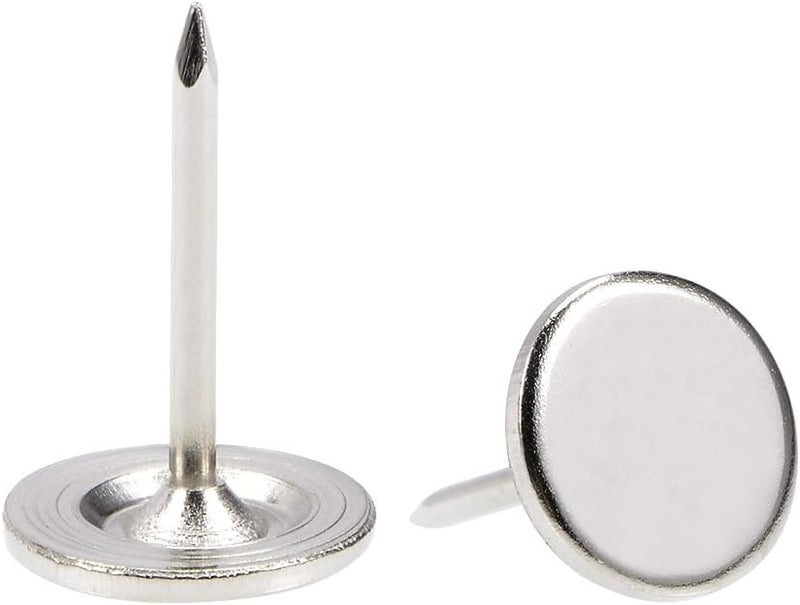 uxcell Upholstery Nails Tacks 11mmx17mm Flat Head Furniture Nails Pins Silver Tone for Furniture Sofa Headboards, 50 Pcs - Image 1