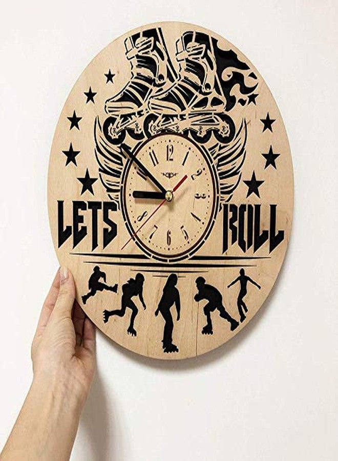 NABSTER Roller Skating Wall Clock Made of Eco Wood - Unique Hobby Sport Gifts Ideas and Home Decor - for Home Living Room Kitchen Bedroom -12 Inch - Image 5