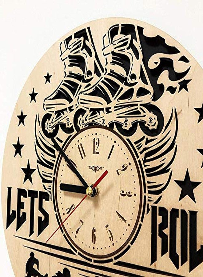 NABSTER Roller Skating Wall Clock Made of Eco Wood - Unique Hobby Sport Gifts Ideas and Home Decor - for Home Living Room Kitchen Bedroom -12 Inch - Image 3