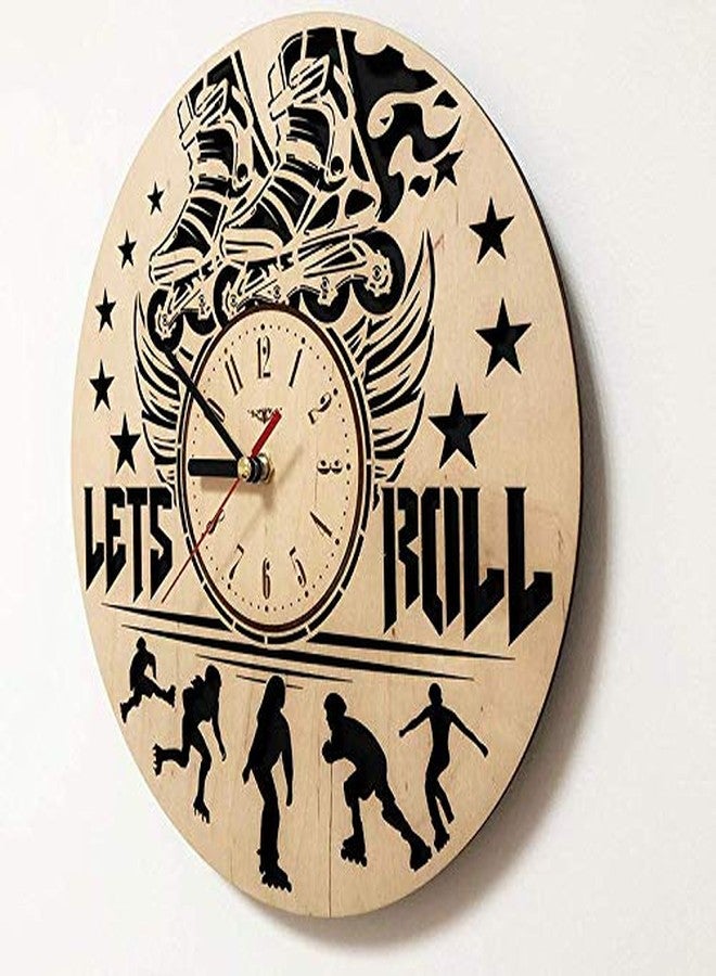 NABSTER Roller Skating Wall Clock Made of Eco Wood - Unique Hobby Sport Gifts Ideas and Home Decor - for Home Living Room Kitchen Bedroom -12 Inch - Image 2