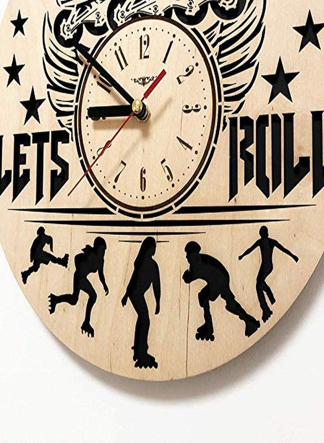 NABSTER Roller Skating Wall Clock Made of Eco Wood - Unique Hobby Sport Gifts Ideas and Home Decor - for Home Living Room Kitchen Bedroom -12 Inch - Image 4