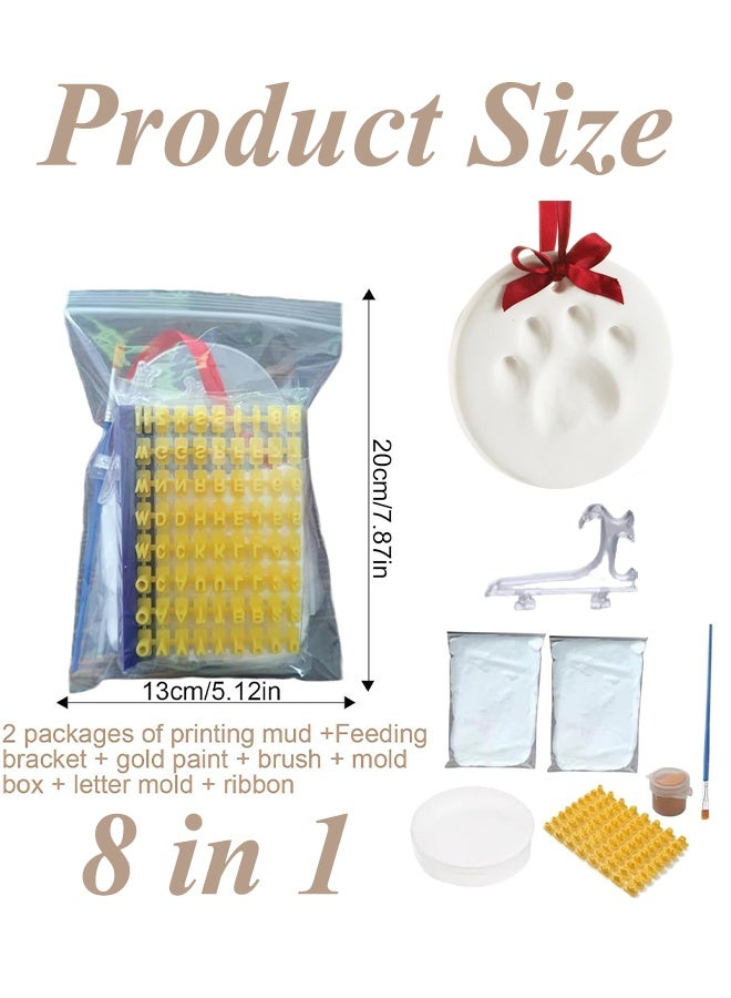 طقم بصمة مخلب، طقم بصمة مخلب للكلاب والقطط، طقم بصمة مخلب، طقم بصمة مخلب معلق من الطين يمكنك صنعه بنفسك، طقم بصمة مخلب للحيوانات الأليفة للأطفال والقطط والكلاب، هدية تذكارية للعائلة، هدية بصمة مخلب شخصية (أبيض) - Image 2