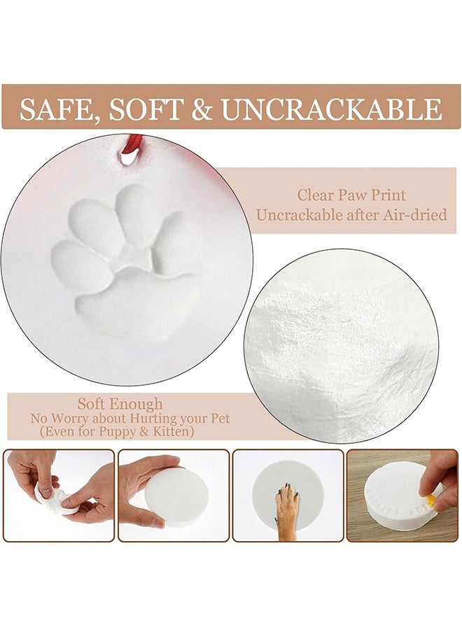 طقم بصمة مخلب، طقم بصمة مخلب للكلاب والقطط، طقم بصمة مخلب، طقم بصمة مخلب معلق من الطين يمكنك صنعه بنفسك، طقم بصمة مخلب للحيوانات الأليفة للأطفال والقطط والكلاب، هدية تذكارية للعائلة، هدية بصمة مخلب شخصية (أبيض) - Image 3
