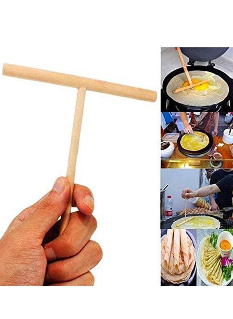 ماركة غير محددة - صانعة الكريب على شكل حرف T ، عصا توزيع الفطائر الخشبية عدد 2 - Image 1
