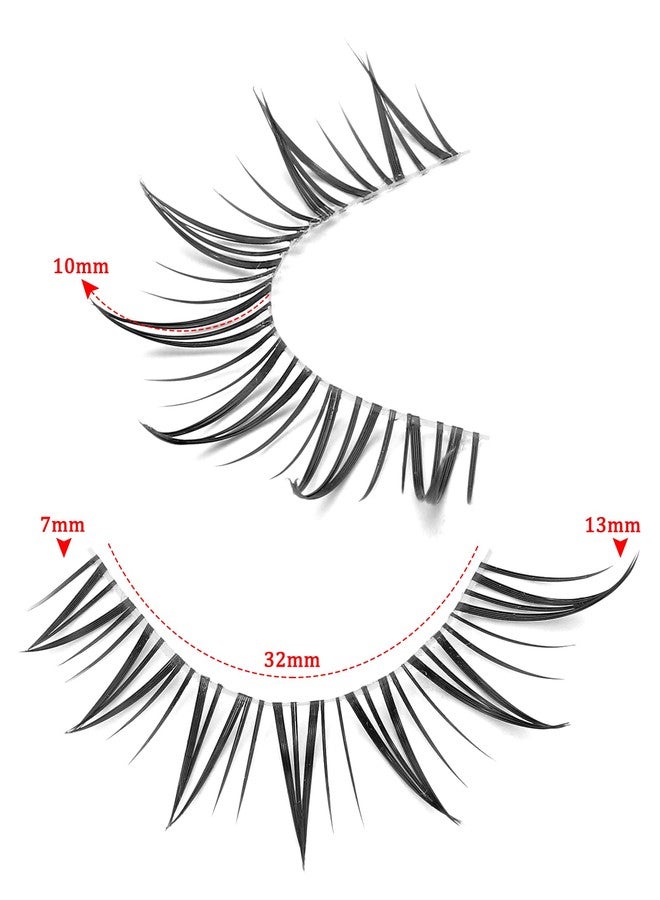 outopen 10 Pairs Fox Eye Manga Lashes Natural Look Asian Lashes Doll Style Spiky Clear Band Anime Lashes Wispy Cat Eye False Lashes Extension - Image 2