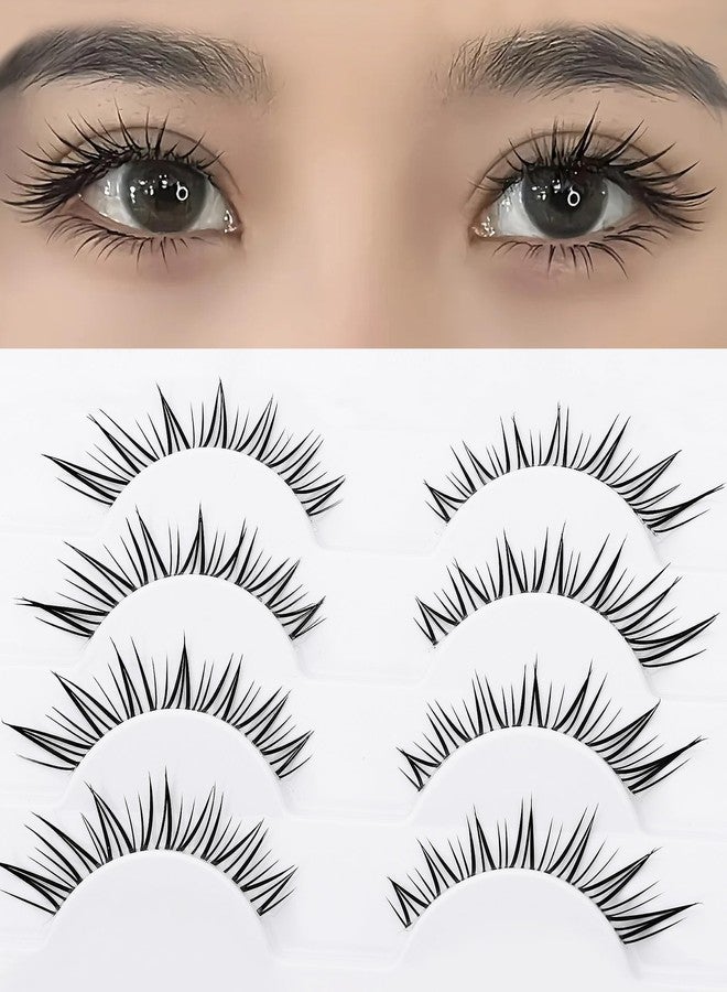 outopen 10 Pairs Fox Eye Manga Lashes Natural Look Asian Lashes Doll Style Spiky Clear Band Anime Lashes Wispy Cat Eye False Lashes Extension - Image 4