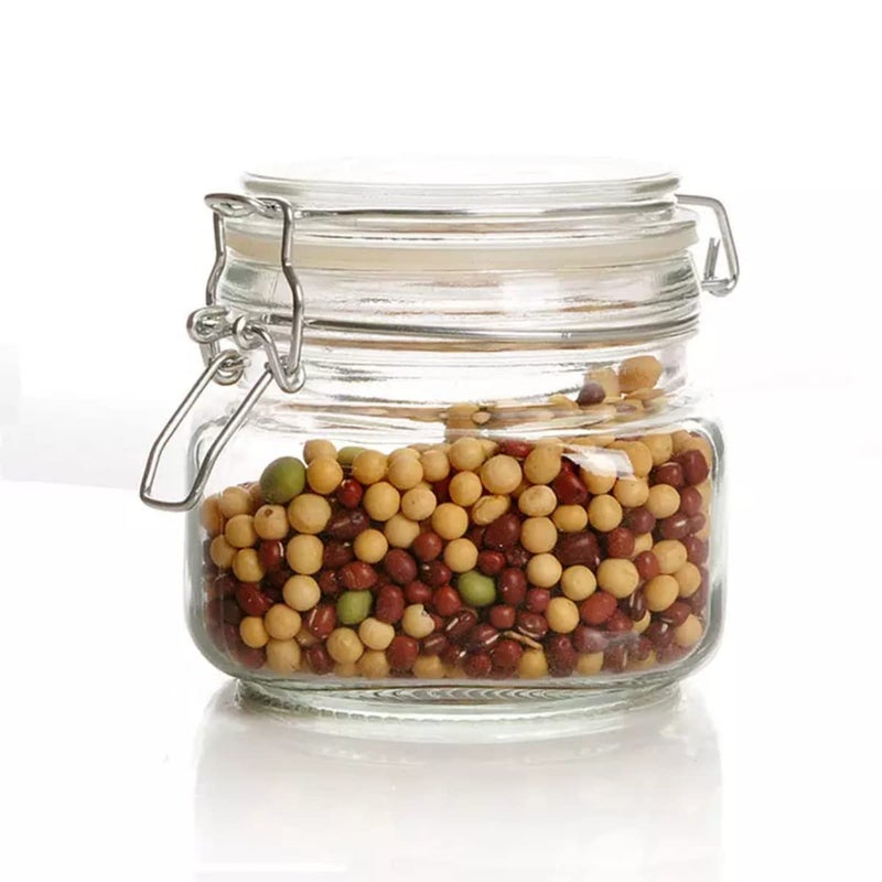 Voix Airtight Square Glass Canister Kitchen Storage Jar Container With Lid For Storing HoneyPickleCoffee Beans 500 ML Pack Of 2 - Image 3