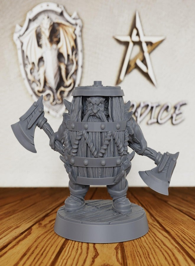 AUSPDICE Unpainted Fantasy Minis for TTRPG - 28mm Scale Barrel Armored Warrior Minis Figurine for Dungeon Masters & Role Playing, RPG Accessory Figure - Dwarf Fighter (AS480 - Image 1