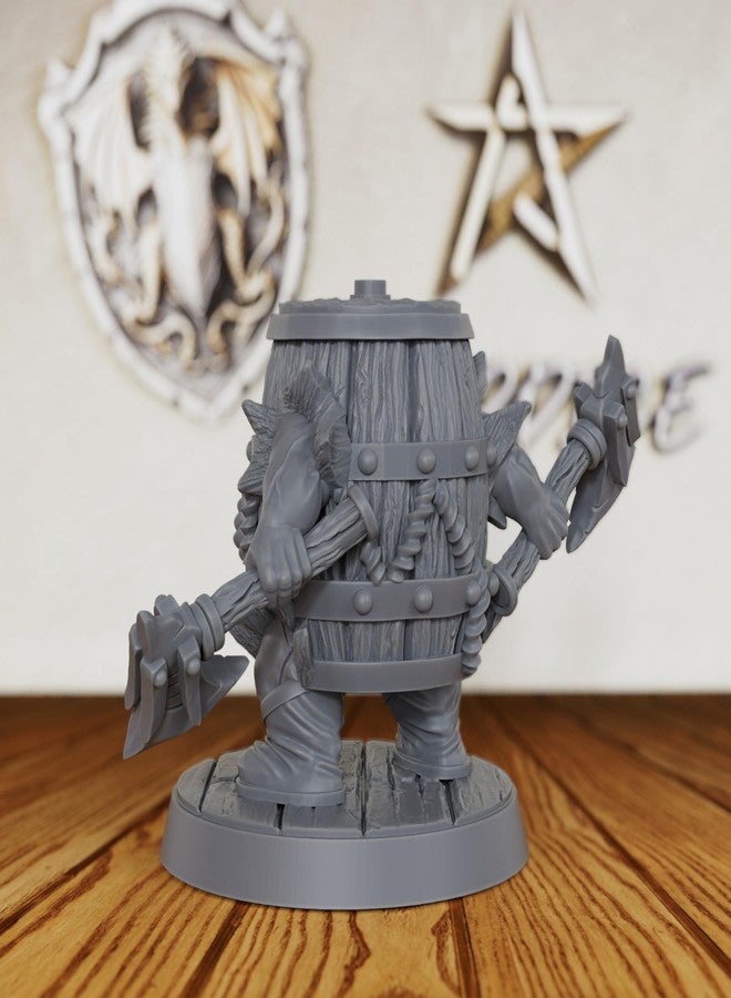 AUSPDICE Unpainted Fantasy Minis for TTRPG - 28mm Scale Barrel Armored Warrior Minis Figurine for Dungeon Masters & Role Playing, RPG Accessory Figure - Dwarf Fighter (AS480 - Image 5