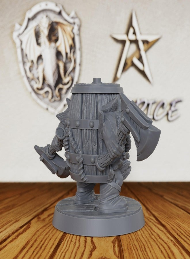 AUSPDICE Unpainted Fantasy Minis for TTRPG - 28mm Scale Barrel Armored Warrior Minis Figurine for Dungeon Masters & Role Playing, RPG Accessory Figure - Dwarf Fighter (AS480 - Image 3