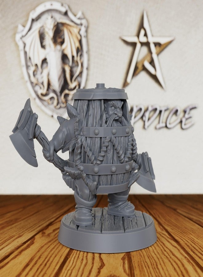 AUSPDICE Unpainted Fantasy Minis for TTRPG - 28mm Scale Barrel Armored Warrior Minis Figurine for Dungeon Masters & Role Playing, RPG Accessory Figure - Dwarf Fighter (AS480 - Image 2