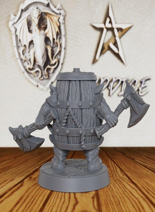 AUSPDICE Unpainted Fantasy Minis for TTRPG - 28mm Scale Barrel Armored Warrior Minis Figurine for Dungeon Masters & Role Playing, RPG Accessory Figure - Dwarf Fighter (AS480 - Image 4