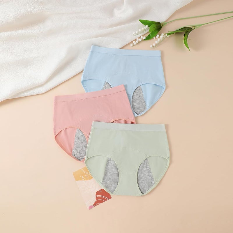 High-Waist Menstrual Panties: 5 Pack XL, 95% Cotton 5% Spandex, 3-Layer Leakproof Lining - Full Back Coverage, Abdominal Support Breathable Briefs for Post C-Section Wear, Heavy Period Days - Image 5