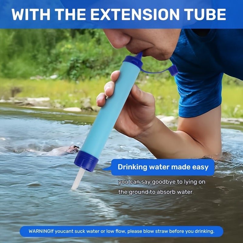 Green Tube Set Of 4 Styles Large Capacity Emergency Water Straw Portable Survival Water Filter Lightweight Reusable For Camping Hiking Traveling Cycling Outdoor Adventures - Image 5