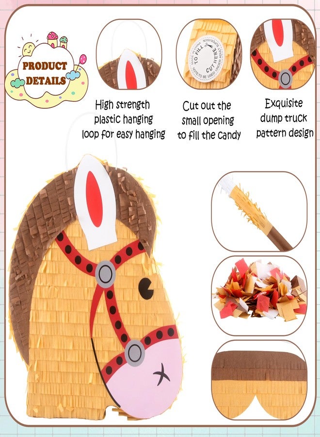 Sonarun Horse Pony Pinata with Blindfold Stick and Confetti Horse Head Pinata Party Supplies for Cowboy Theme Birthday Party Decorations Photo Props Candy Holder, 13 x 12 Inch - Image 3