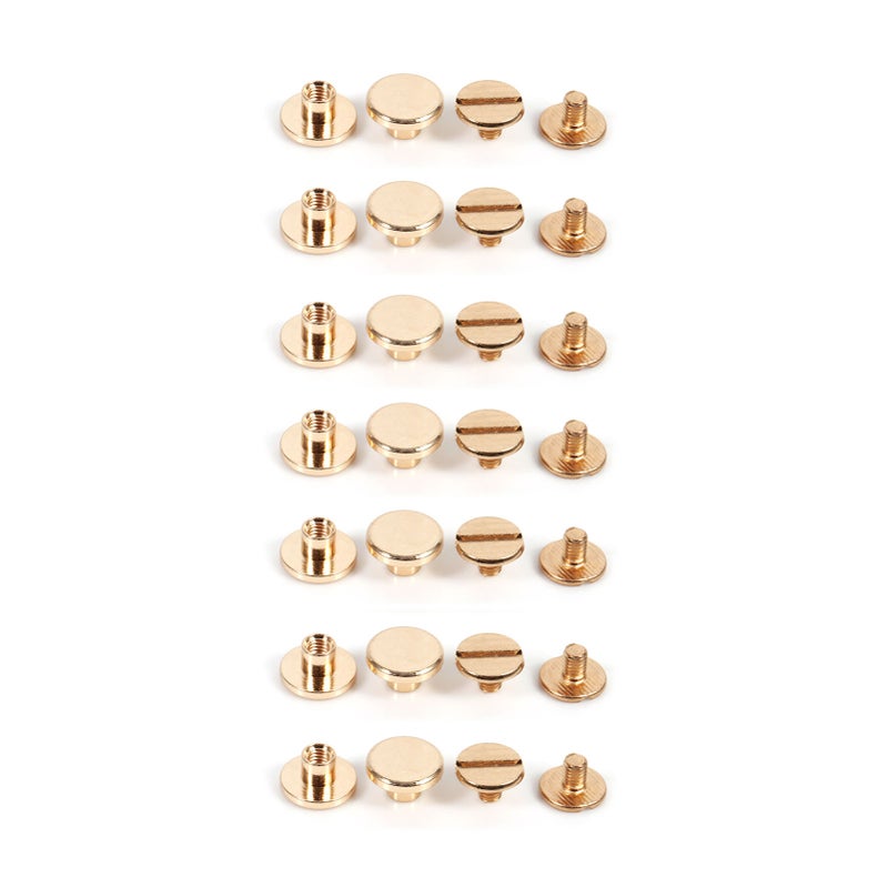 10sets 5/6.5/8mm Solid Brass Button Stud Screw Nail Screwback for Leather Rivet Belt DIY Gold - Image 4