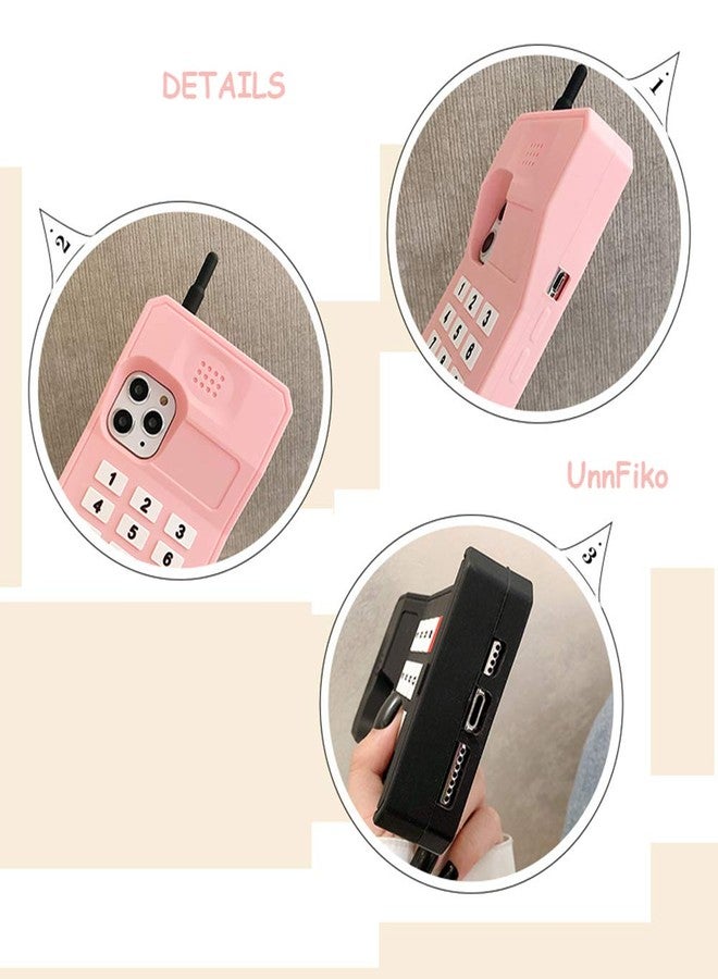 UnnFiko 3D Silicone Case Compatible with iPhone 16 Pro Max, Retro Classic Creative Soft Rubber Bumper Cover Cool Fun Thick Protective Stand Case (Retro Cellphone Pink, iPhone 16 Pro Max) - Image 4
