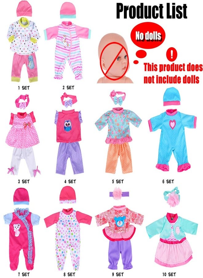 iBayda 10 Sets Doll Clothes & Accessories - Playtime Outfits with Hats and Headbands for 10/12/14 Inch New Born Baby Dolls (No Doll Included) - Image 2